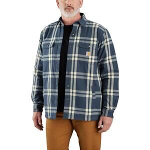 Carhartt Mens Flannel Jacket Sherpa Lined Dark Blue Size L - New w/ Tags